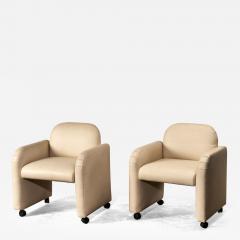 Pair Leather Barrel Chairs 1980 - 2980218