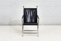 Pair Leather Campaign Folding Chairs by Maison Jansen 1960 - 2814201