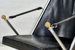 Pair Leather Campaign Folding Chairs by Maison Jansen 1960 - 2814203