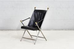 Pair Leather Campaign Folding Chairs by Maison Jansen 1960 - 2814207