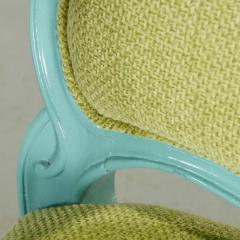 Pair Louis XIV Style Turquoise Painted Armchairs - 2854599