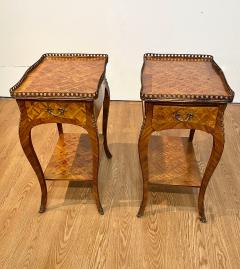 Pair Louis XV Style Parquetry Side Tables - 2410462