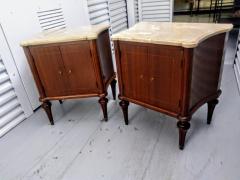 Pair Louis XVI Directoire Style Marble Top Commode Nightstands - 2958363