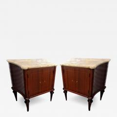 Pair Louis XVI Directoire Style Marble Top Commode Nightstands - 2962903