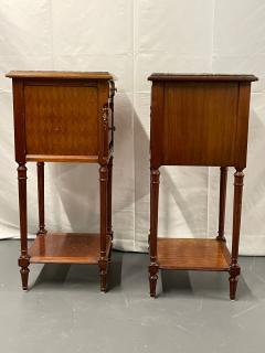 Pair Louis XVI Style End Bedside Tables Humidor Interiors Parquetry Inlaid - 2778212