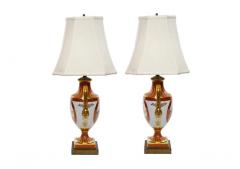 Pair Louis XVI Style French Porcelain Dore Bronze Table Lamps - 2825933
