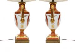 Pair Louis XVI Style French Porcelain Dore Bronze Table Lamps - 2825934
