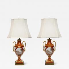 Pair Louis XVI Style French Porcelain Dore Bronze Table Lamps - 2828943