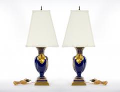 Pair Louis XVI Style French Porcelain Table Lamp - 3120941