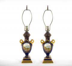 Pair Louis XVI Style French Porcelain Table Lamp - 3120944