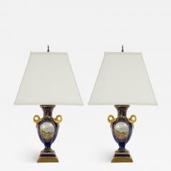 Pair Louis XVI Style French Porcelain Table Lamp - 3123993