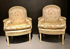 Pair Louis XVI Style Maison Jansen Bergeres in A Distressed Frame - 2972410