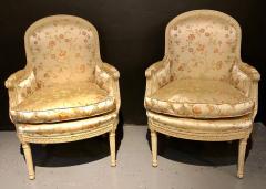 Pair Louis XVI Style Maison Jansen Bergeres in A Distressed Frame - 2972411