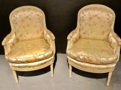 Pair Louis XVI Style Maison Jansen Bergeres in A Distressed Frame - 2972412