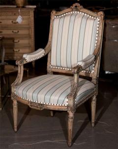 Pair Louis XVI Style Maison Jansen Fauteuils Arm Chairs Distress Painted Frames - 3012700