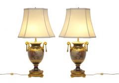 Pair Louis XVI Style Sevres Porcelain Dore Bronze Vase Lamp - 2825984