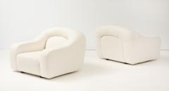 Pair Lounge Chairs Attributed to George Bighinello for Eurosalotto Ivory Boucle - 4177896