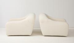 Pair Lounge Chairs Attributed to George Bighinello for Eurosalotto Ivory Boucle - 4177897