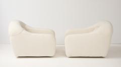 Pair Lounge Chairs Attributed to George Bighinello for Eurosalotto Ivory Boucle - 4177902