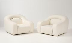Pair Lounge Chairs Attributed to George Bighinello for Eurosalotto Ivory Boucle - 4177903
