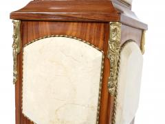 Pair Mahogany Wood Faux Marble Panels Pedestal Tables - 1341304