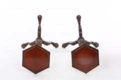 Pair Mahogany Wood Gallery Top Tray Pedestal Tables - 1820983