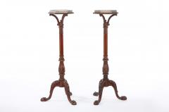 Pair Mahogany Wood Gallery Top Tray Pedestal Tables - 1820995
