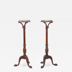 Pair Mahogany Wood Gallery Top Tray Pedestal Tables - 1824309