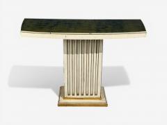 Pair Maison Jansen Painted and Eglomise Emerald Green Glass Top Console Tables - 4503475