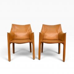 Pair Mario Bellini CAB 413 Chairs for Cassina Italy c 1970 - 4789049