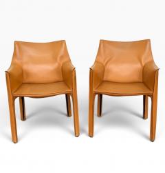 Pair Mario Bellini CAB 413 Chairs for Cassina Italy c 1970 - 4789050