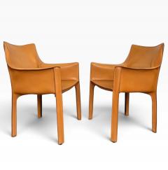 Pair Mario Bellini CAB 413 Chairs for Cassina Italy c 1970 - 4789051