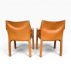 Pair Mario Bellini CAB 413 Chairs for Cassina Italy c 1970 - 4789052