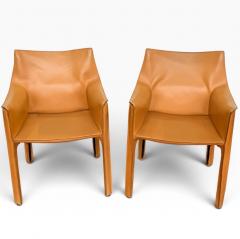 Pair Mario Bellini CAB 413 Chairs for Cassina Italy c 1970 - 4789781