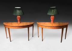 Pair Marquetry Inlaid Satinwood Console Tables in the neo classical manner - 4308879