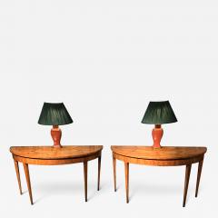 Pair Marquetry Inlaid Satinwood Console Tables in the neo classical manner - 4310055