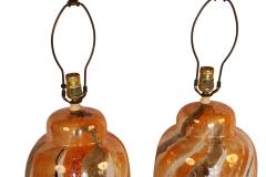 Pair Mid Century Glazed Ginger Jar Table Lamps - 2992888