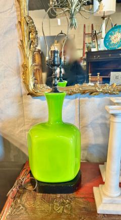 Pair Mid Century Green Cased Opaline Lamps - 4430814