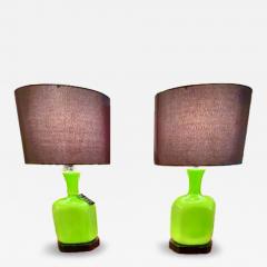 Pair Mid Century Green Cased Opaline Lamps - 4434728