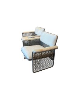 Pair Mid Century Italian Lounge Chairs with New Cowhide Upholstery - 4106423