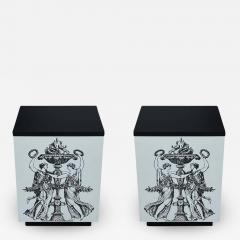 Pair Mid Century Italian Modern Storage Cube End Tables after Piero Fornasetti - 2064756