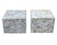 Pair Mid Century Italian Post Modern Marble Side Tables or End Tables on Casters - 3627773