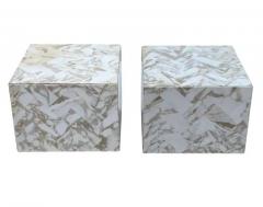 Pair Mid Century Italian Post Modern Marble Side Tables or End Tables on Casters - 3627774