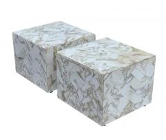 Pair Mid Century Italian Post Modern Marble Side Tables or End Tables on Casters - 3627776