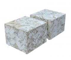 Pair Mid Century Italian Post Modern Marble Side Tables or End Tables on Casters - 3627777