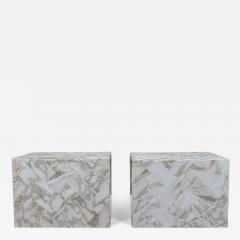 Pair Mid Century Italian Post Modern Marble Side Tables or End Tables on Casters - 3630318