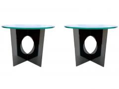 Pair Mid Century Modern Smoked Acrylic Lucite and Glass Side or End Tables - 4014317