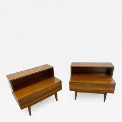 Pair Mid Century Modern Step End Tables Nightstands Nakashima Style American - 2487174
