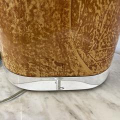 Pair Mid Century Modern Table Lamps Goatskin and Lucite Manner Karl Springer - 3055741