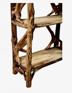 Pair Mid Century Tall Rustic Adirondak Style Bookcase - 4618324